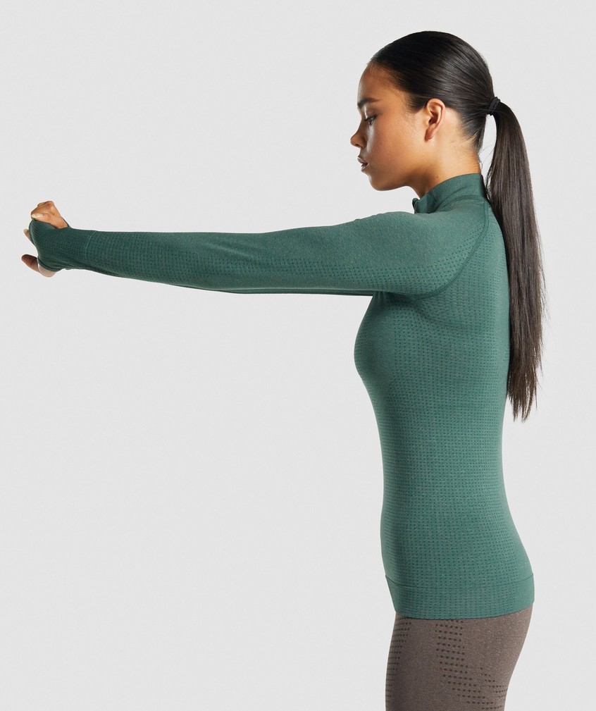 Dark Green Women's Gymshark Vital Seamless 2.0 1/2 Zip Pullover | USA-03126