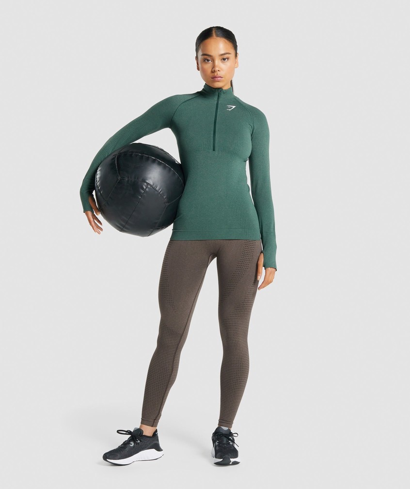 Dark Green Women's Gymshark Vital Seamless 2.0 1/2 Zip Pullover | USA-03126