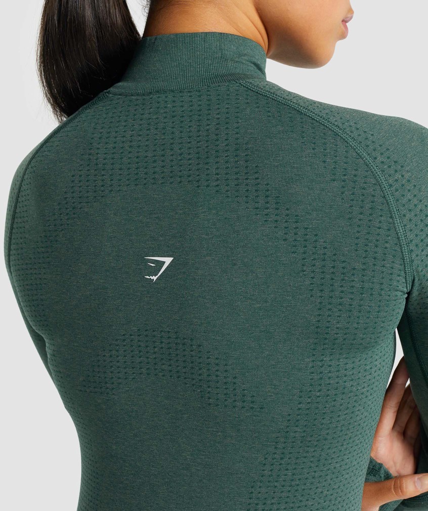 Dark Green Women's Gymshark Vital Seamless 2.0 1/2 Zip Pullover | USA-03126