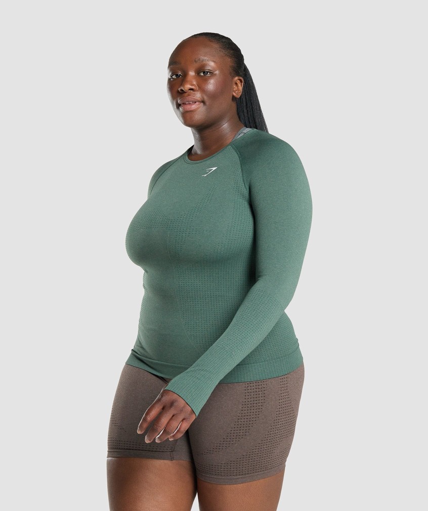 Dark Green Women's Gymshark Vital Seamless 2.0 Long Sleeve Top T-Shirts | USA-67349