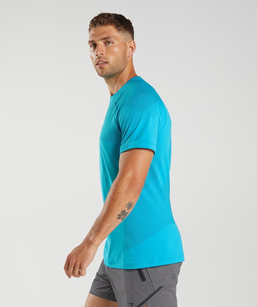 Dark Grey Blue Men's Gymshark Apex Seamless T-Shirts | USA-15607