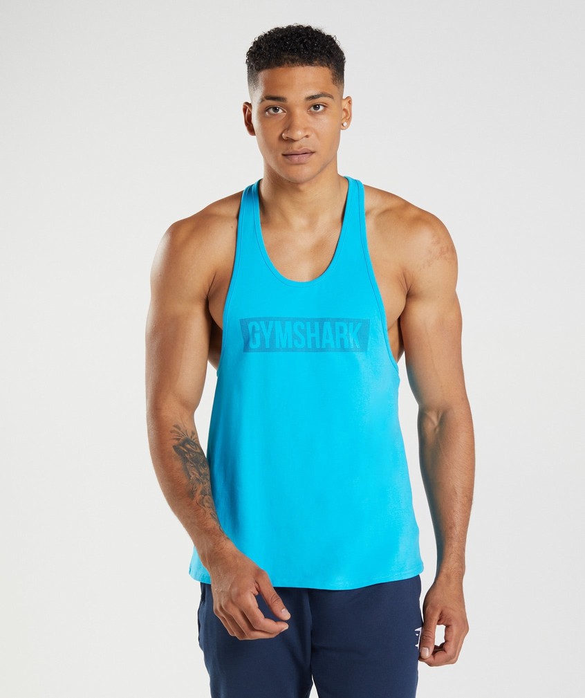 Dark Grey Blue Men\'s Gymshark Block Stringer | USA-78632