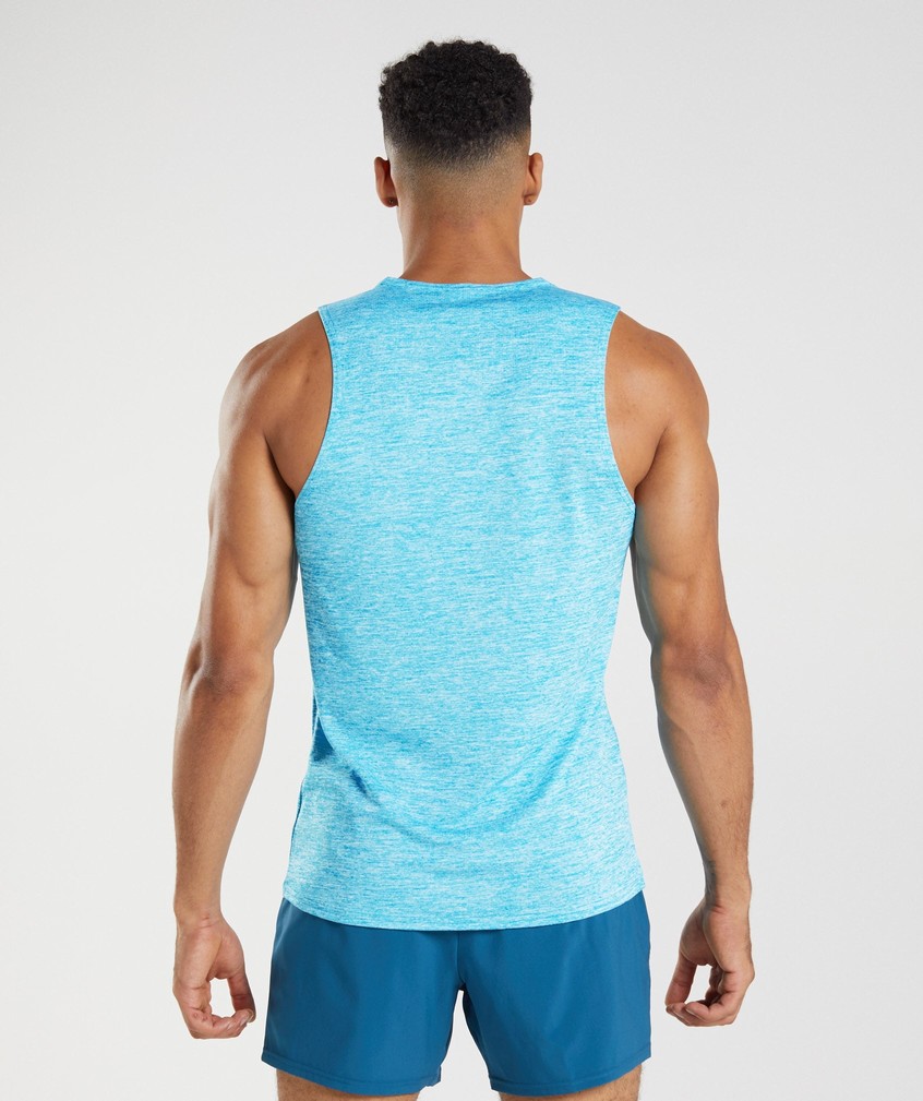 Dark Grey Blue / White Men's Gymshark Arrival Slim Marl Tank | USA-27109