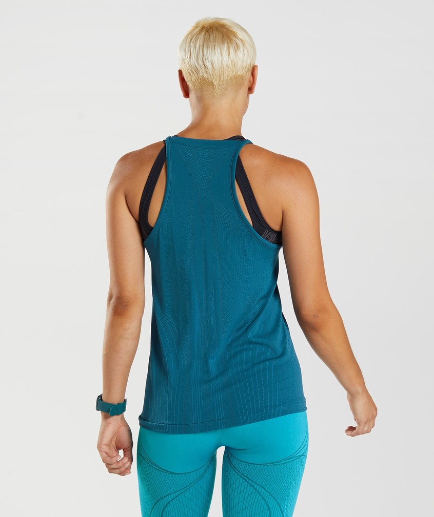 Dark Grey Blue Women's Gymshark Apex Seamless Tank | USA-42715