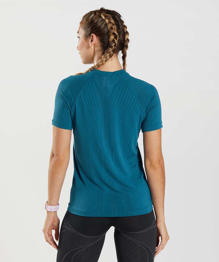 Dark Grey Blue Women's Gymshark Apex Seamless Top T-Shirts | USA-80347