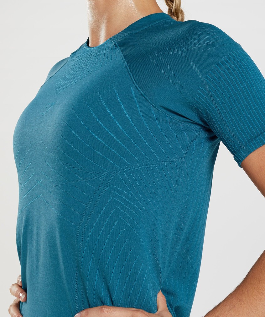 Dark Grey Blue Women's Gymshark Apex Seamless Top T-Shirts | USA-80347