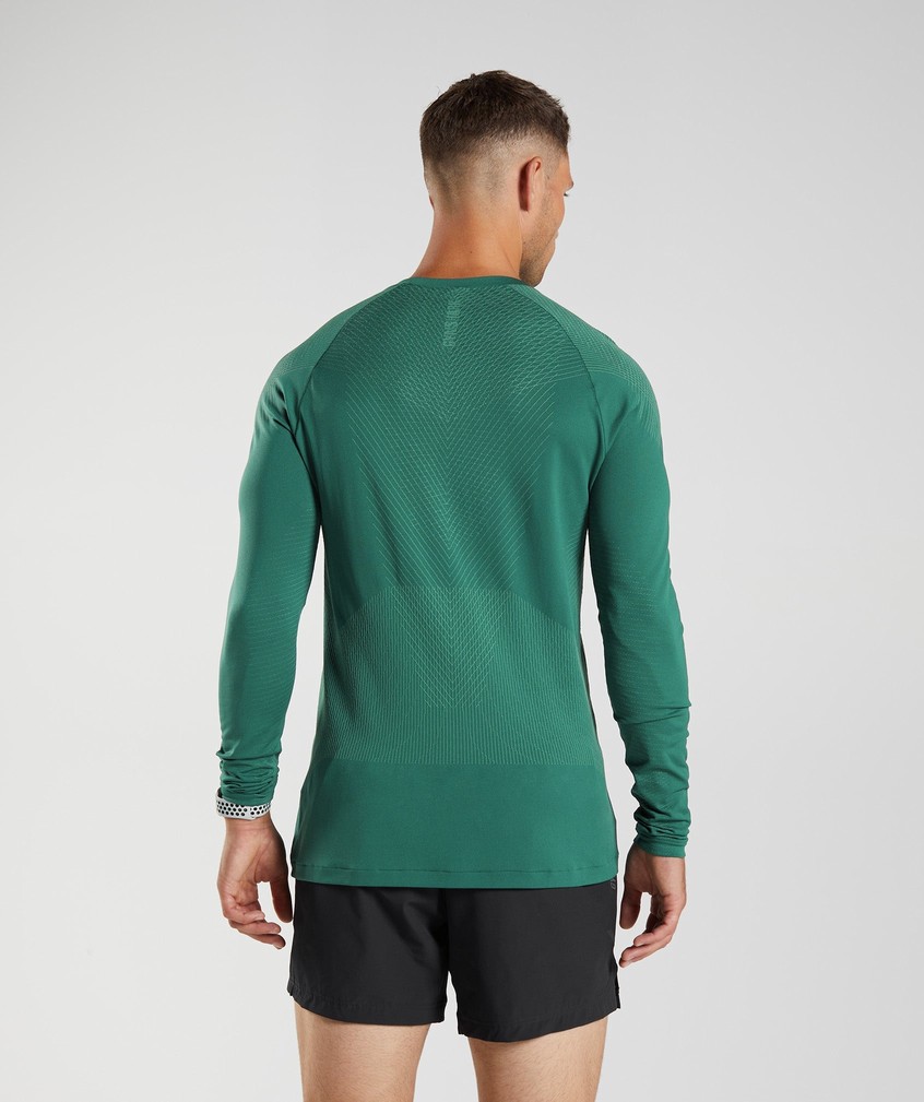 Green Men's Gymshark Apex Seamless Long Sleeve T-Shirts | USA-92607