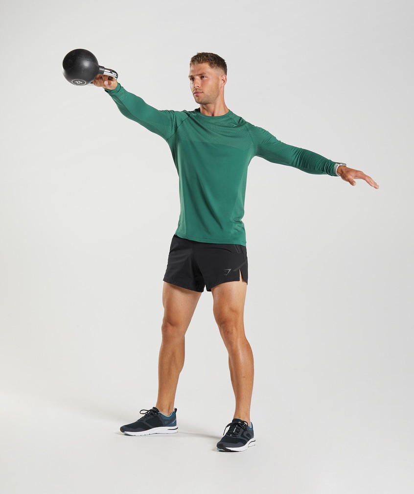 Green Men's Gymshark Apex Seamless Long Sleeve T-Shirts | USA-92607