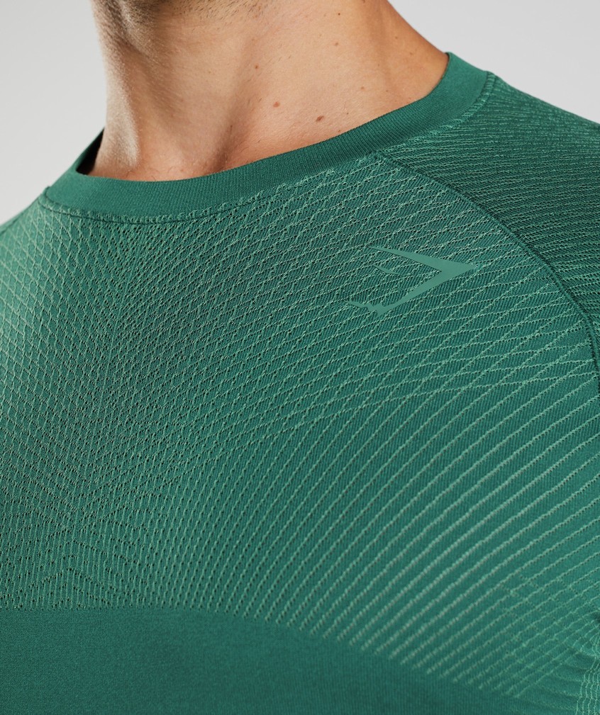 Green Men's Gymshark Apex Seamless Long Sleeve T-Shirts | USA-92607