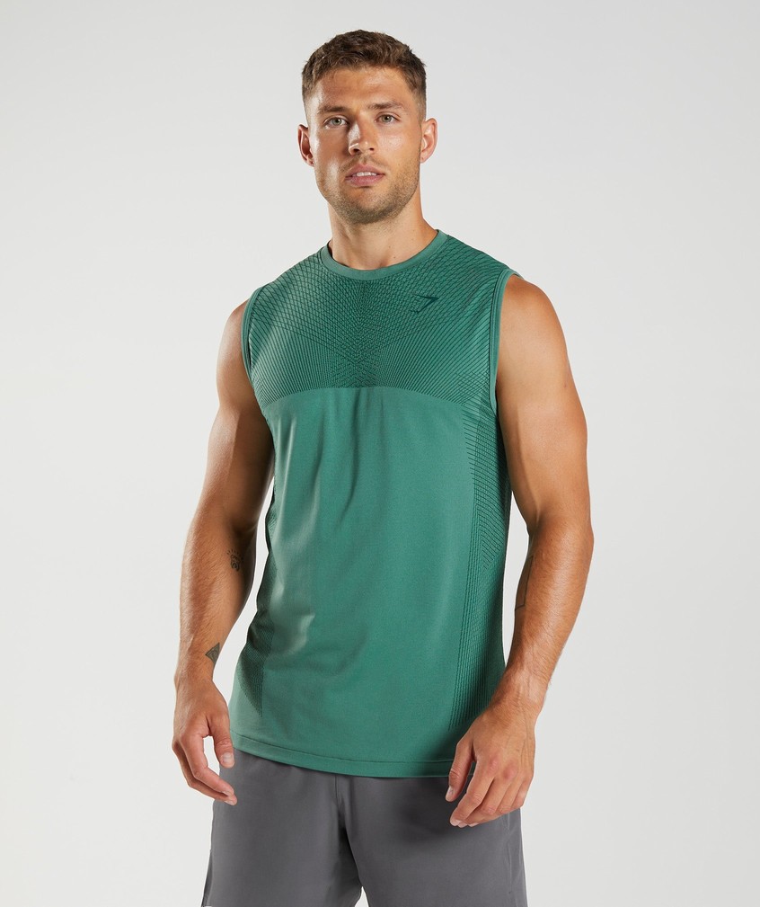 Green Men\'s Gymshark Apex Seamless Tank | USA-54930