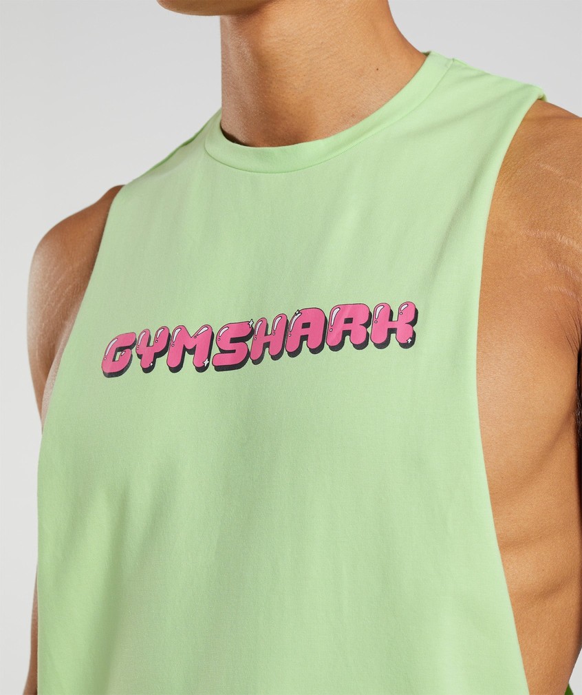 Green Men's Gymshark Bubble Print Drop Arm Tank | USA-08459