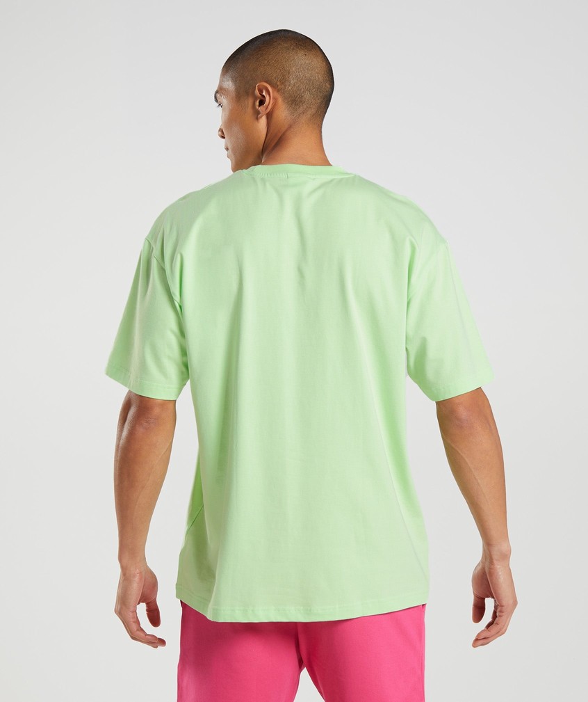 Green Men's Gymshark Bubble Print Oversized T-Shirts | USA-10732