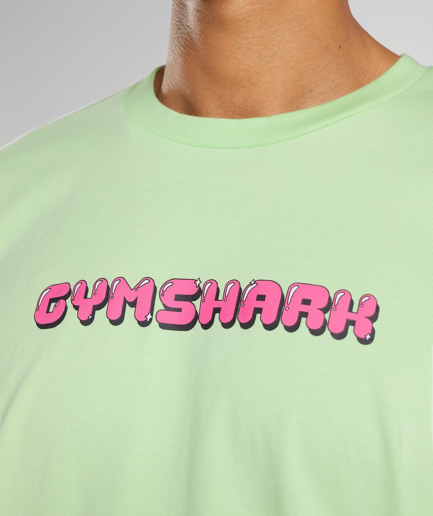 Green Men's Gymshark Bubble Print Oversized T-Shirts | USA-10732