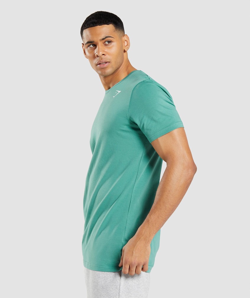 Green Men's Gymshark Essential T-Shirts | USA-63875