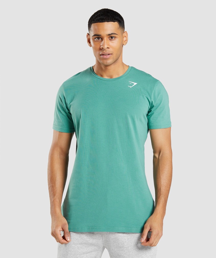 Green Men\'s Gymshark Essential T-Shirts | USA-63875