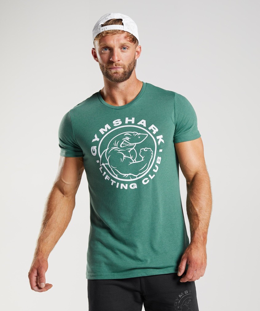 Green Men\'s Gymshark Legacy T-Shirts | USA-67982