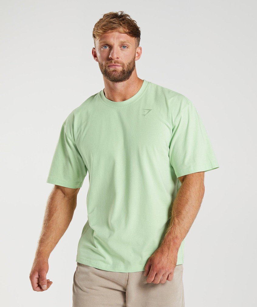 Green Men's Gymshark Power T-Shirts | USA-75142