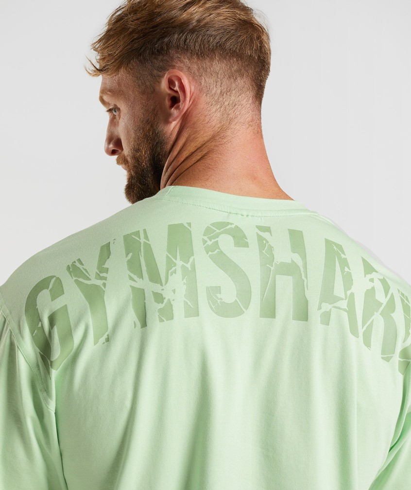 Green Men's Gymshark Power T-Shirts | USA-75142