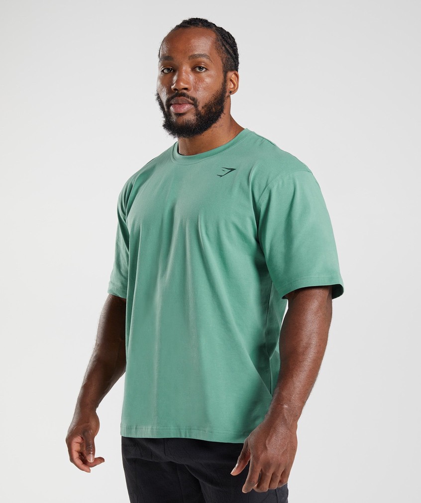 Green Men's Gymshark Power T-Shirts | USA-91640