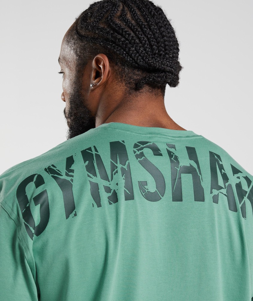 Green Men's Gymshark Power T-Shirts | USA-91640