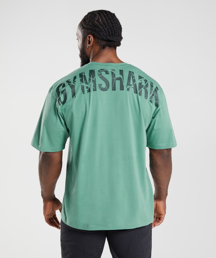 Green Men\'s Gymshark Power T-Shirts | USA-91640