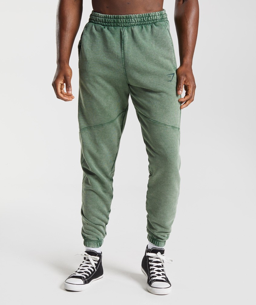 Green Men\'s Gymshark Power Washed Joggers | USA-96731