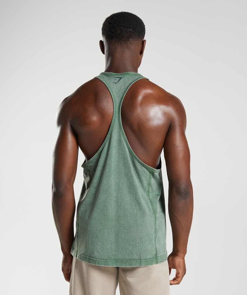 Green Men's Gymshark Power Washed Stringer | USA-59124