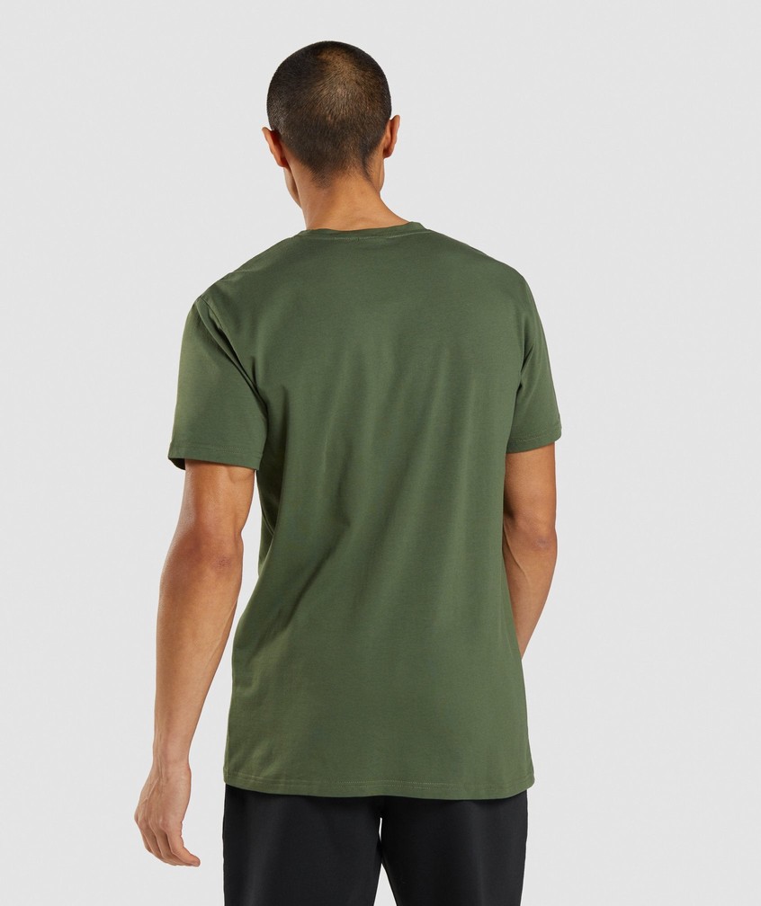 Green Men's Gymshark Sharkhead Infill T-Shirts | USA-92051