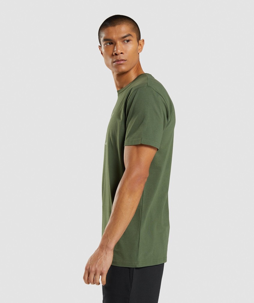 Green Men's Gymshark Sharkhead Infill T-Shirts | USA-92051