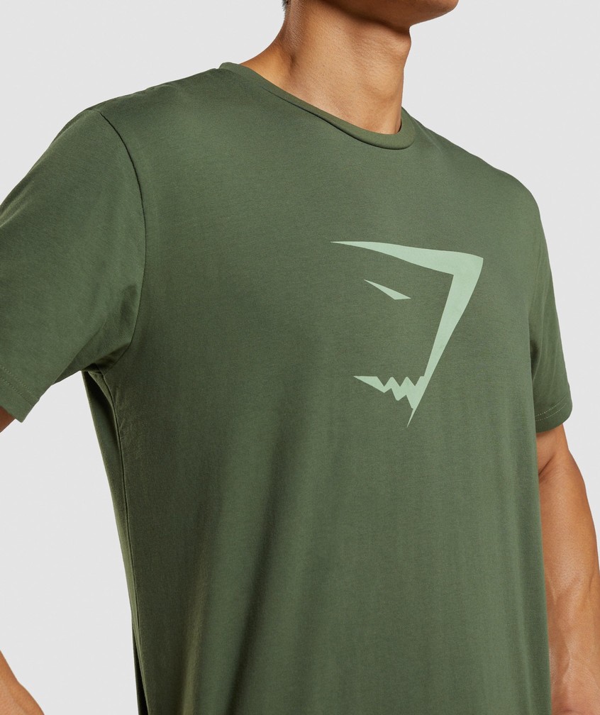 Green Men's Gymshark Sharkhead Infill T-Shirts | USA-92051