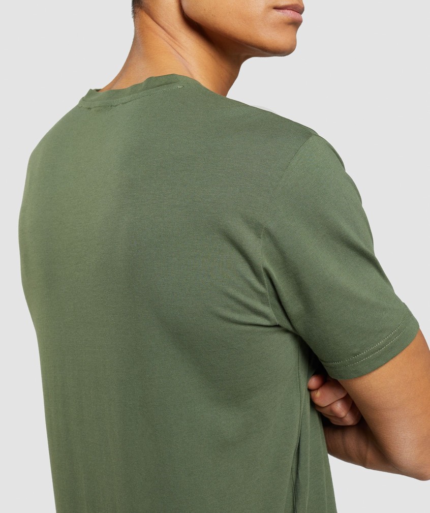 Green Men's Gymshark Sharkhead Infill T-Shirts | USA-92051