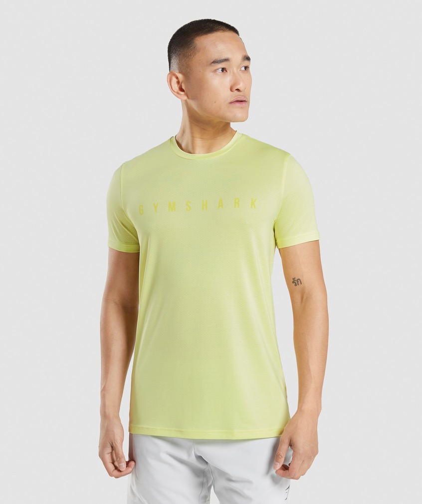 Green Men\'s Gymshark Sport Stripe T-Shirts | USA-82405