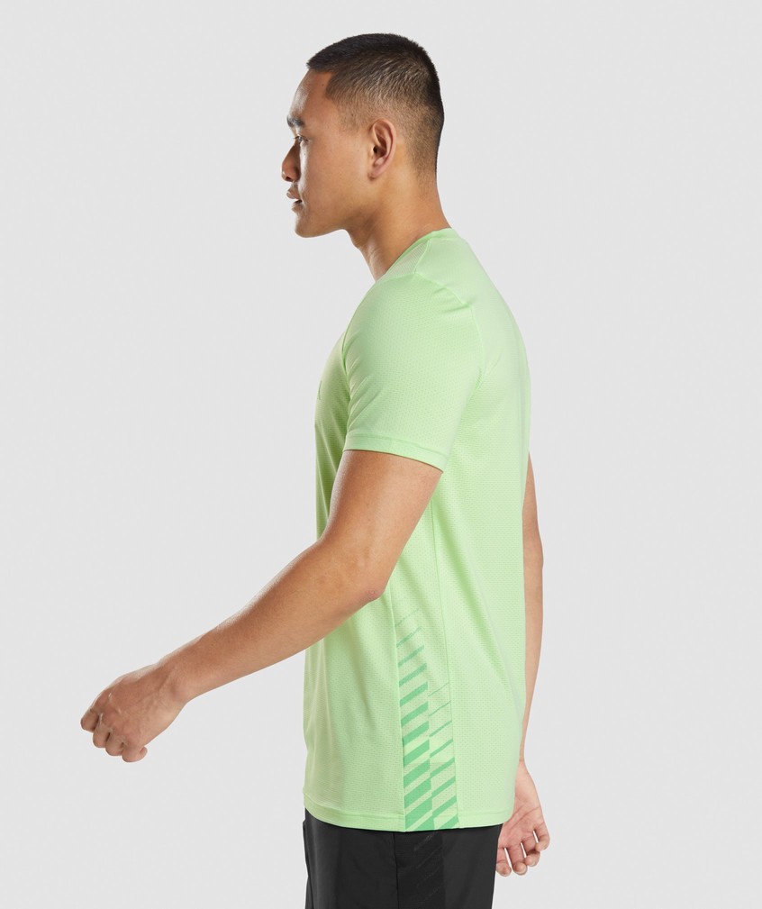 Green Men's Gymshark Sport Stripe T-Shirts | USA-93627