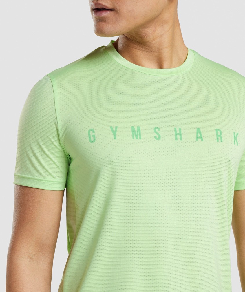 Green Men's Gymshark Sport Stripe T-Shirts | USA-93627