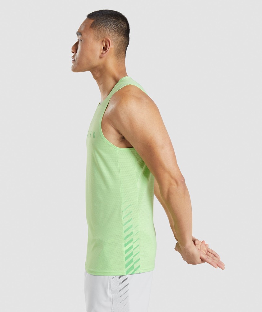 Green Men's Gymshark Sport Stripe Tank | USA-58024