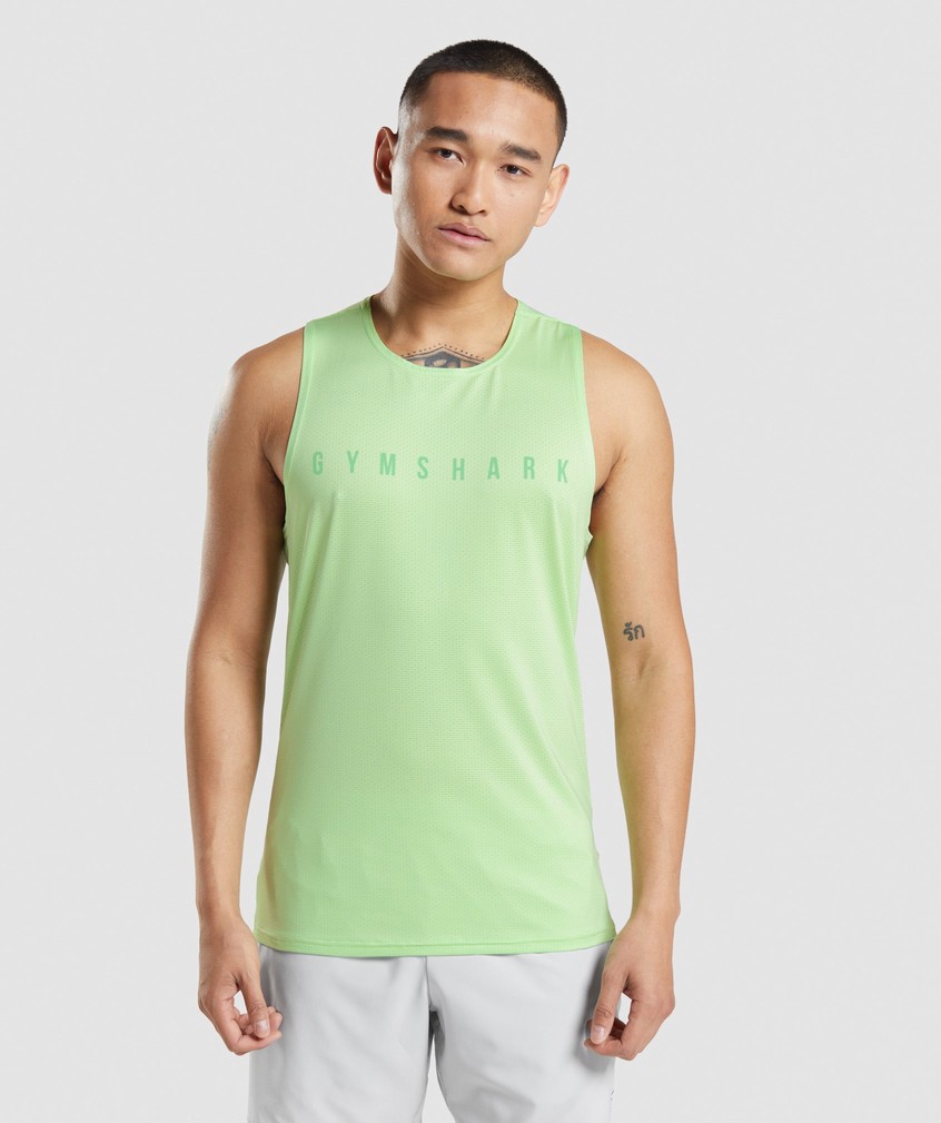 Green Men\'s Gymshark Sport Stripe Tank | USA-58024