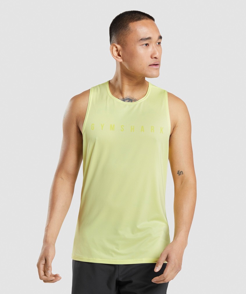 Green Men\'s Gymshark Sport Stripe Tank | USA-68409