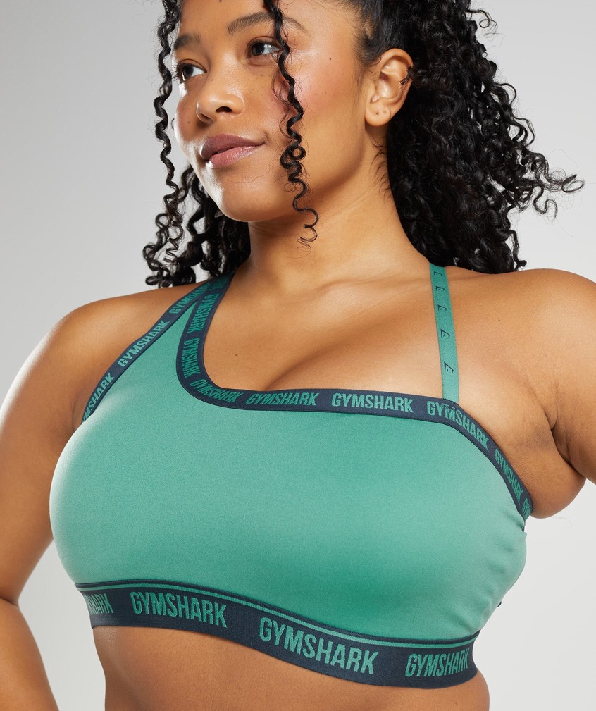 Green / Navy Women's Gymshark Strike Sports Bra | USA-87146