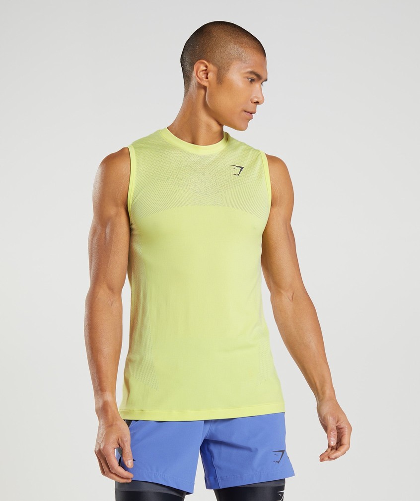 Green / White Men\'s Gymshark Apex Seamless Tank | USA-16409