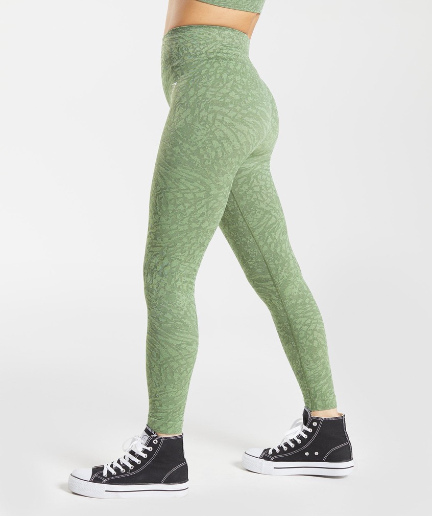 Green Women's Gymshark Adapt Animal Seamless Leggings | USA-25139