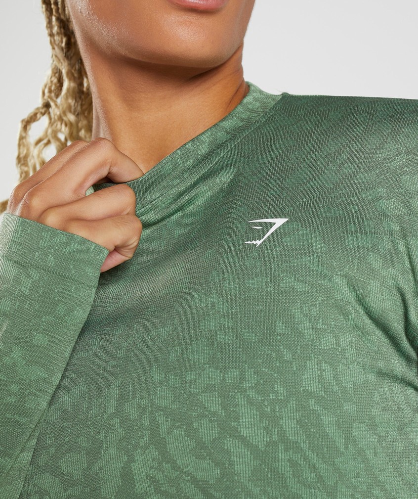 Green Women's Gymshark Adapt Animal Seamless Long Sleeve Top T-Shirts | USA-67354