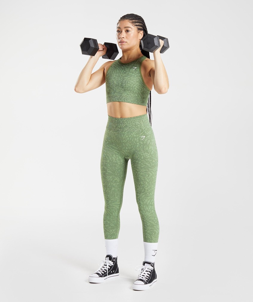 Green Women's Gymshark Adapt Animal Seamless Sports Bra | USA-94638