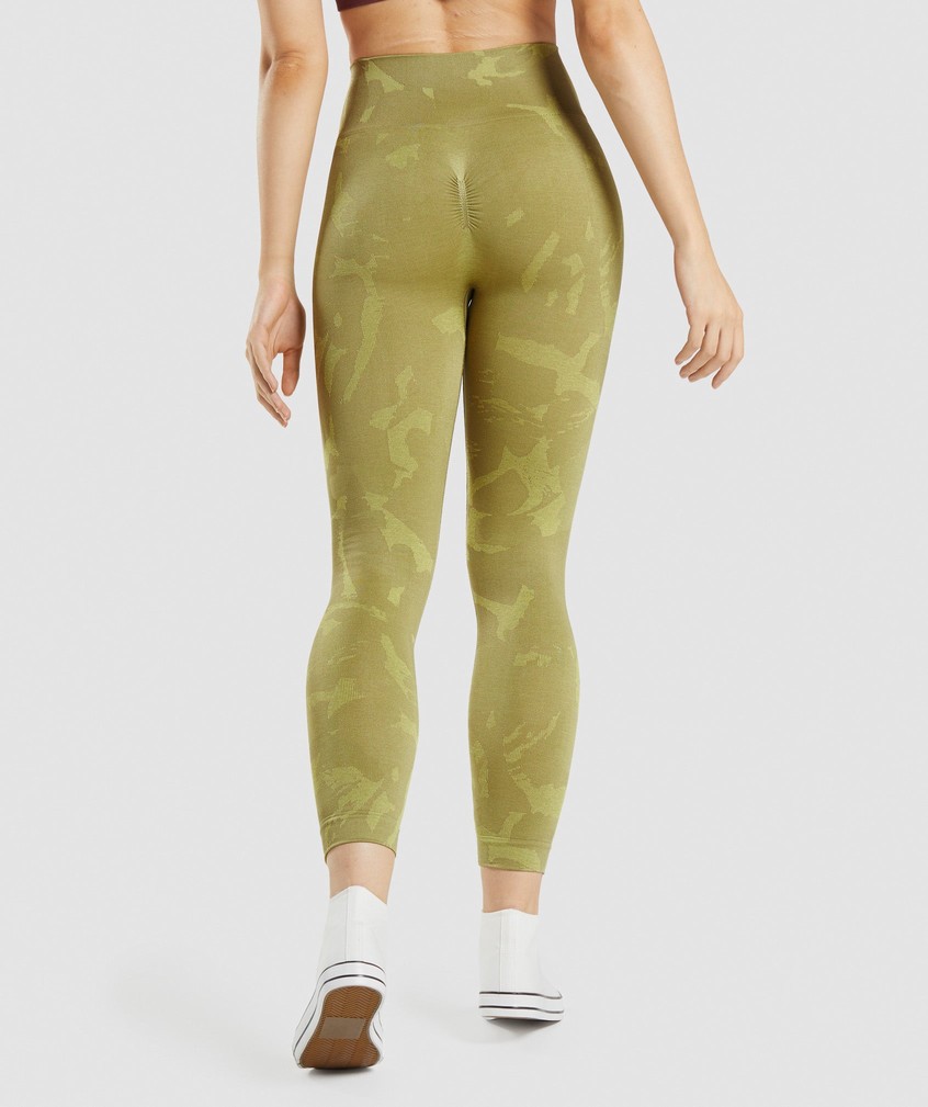 Green Women's Gymshark Adapt Camo Seamless Leggings | USA-51049