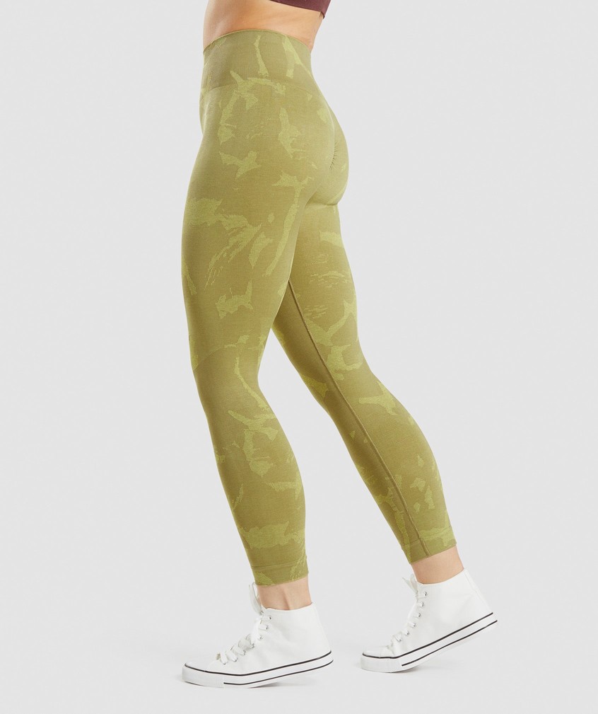 Green Women's Gymshark Adapt Camo Seamless Leggings | USA-51049