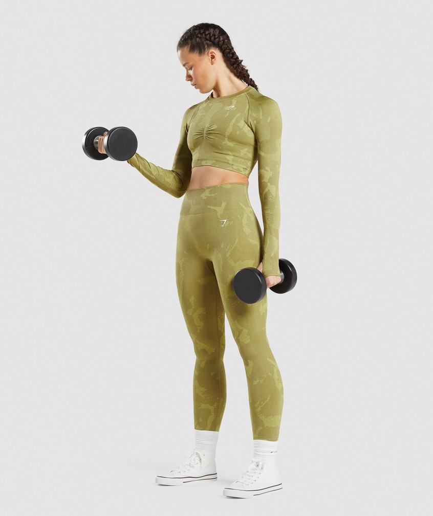 Green Women's Gymshark Adapt Camo Seamless Leggings | USA-51049