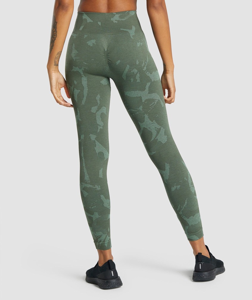 Green Women's Gymshark Adapt Camo Seamless Leggings | USA-60713