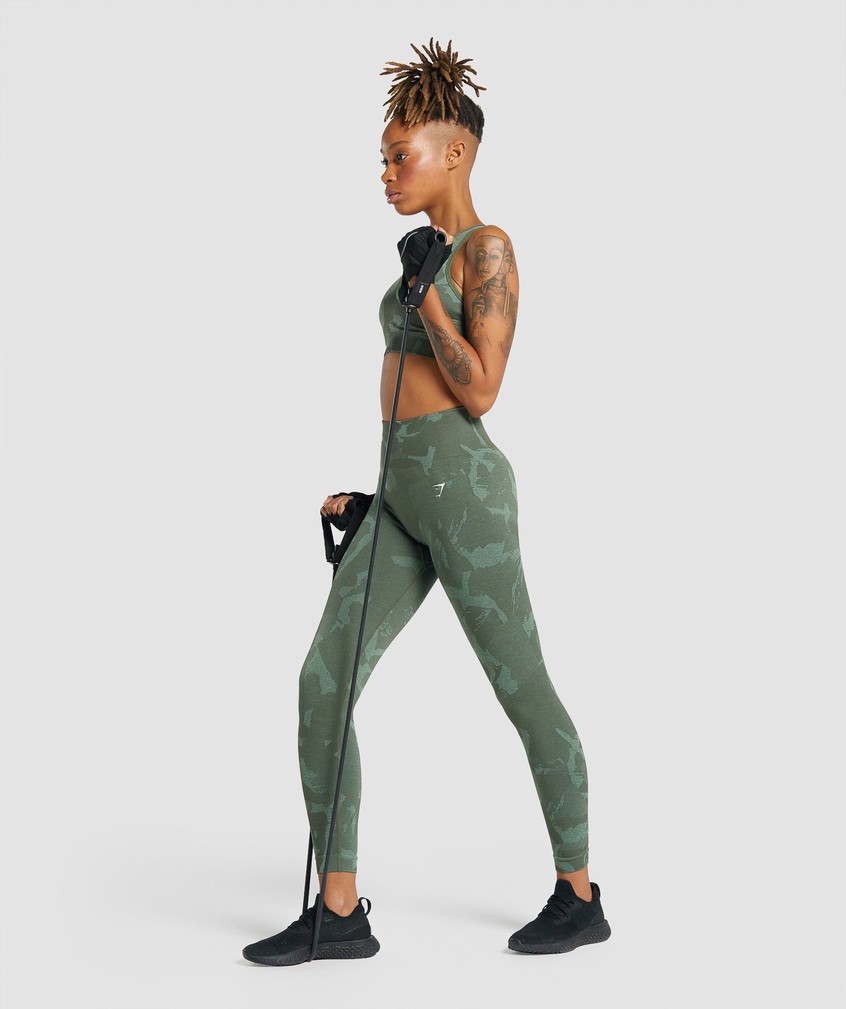 Green Women's Gymshark Adapt Camo Seamless Leggings | USA-60713