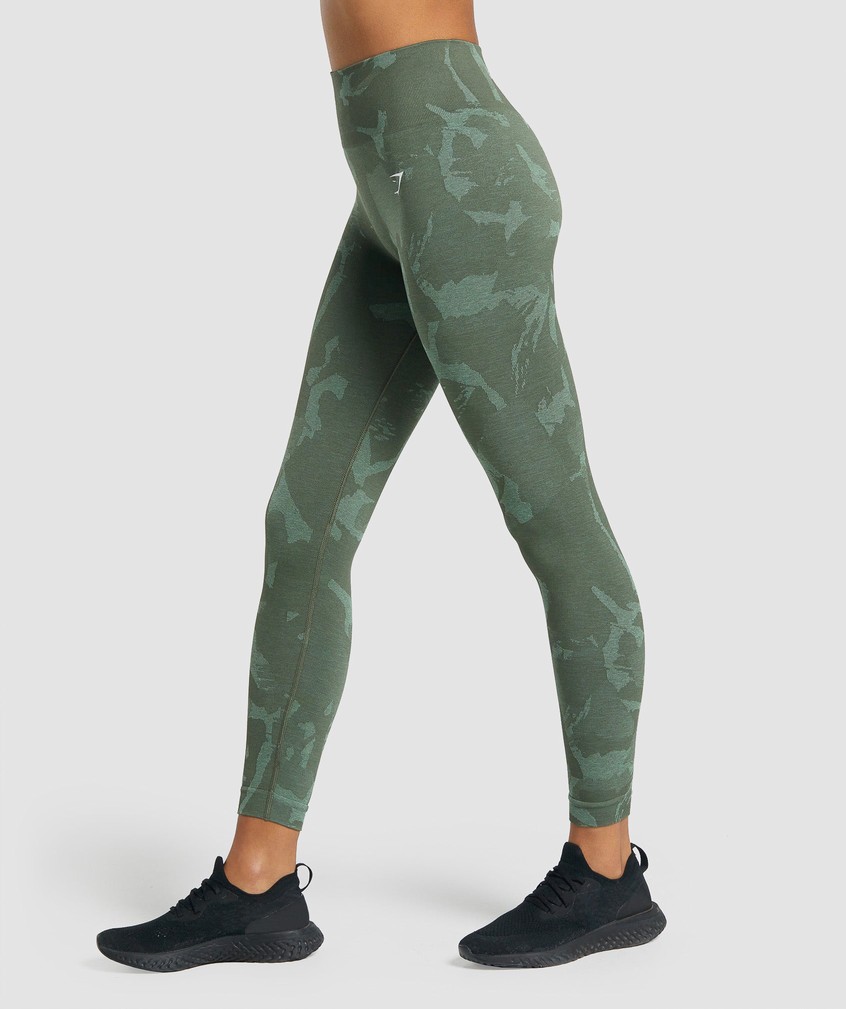 Green Women's Gymshark Adapt Camo Seamless Leggings | USA-60713