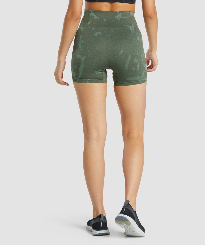 Green Women's Gymshark Adapt Camo Seamless Shorts | USA-70936