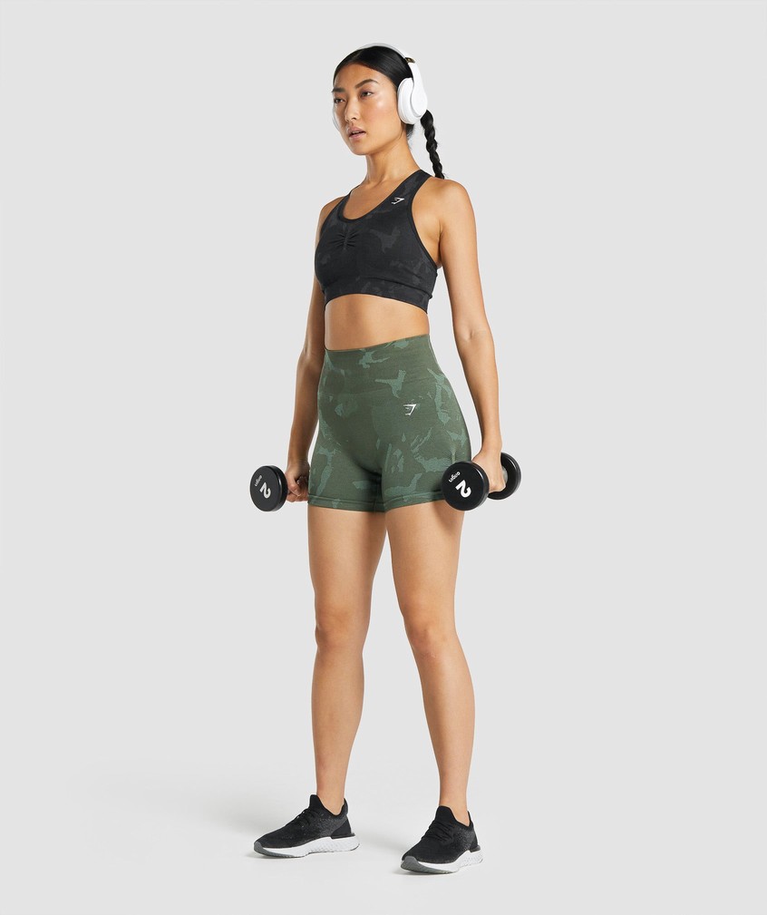 Green Women's Gymshark Adapt Camo Seamless Shorts | USA-70936